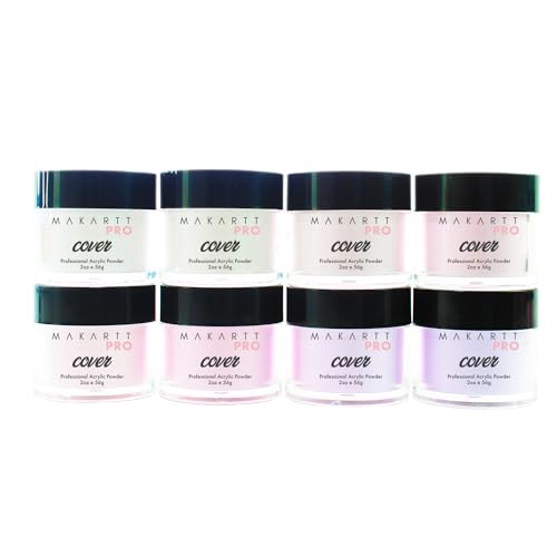 MakarttPro Acrylic Powder -The Enchanted Collection- 56g/2oz, Set of 8 Colors for Nail Extension | Professional Acrylic Nail Cover Powder for Private Nail Technicians, 8 x 56g Combo Pack