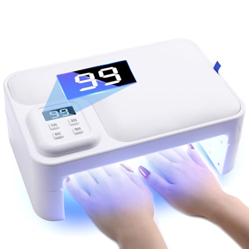 200W UV Nail Lamp -¡¼Foldable¡½UV Lamps for Gel Nails /4 Timer Setting/Auto Sensor, Professional LED Nail Lamp 5S Fast Drying UV Light for Gel Nails Polish - Pillow and Built-in Storage Shelve