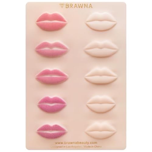 BRAWNA 3D Lip PMU Practice Skin - 10 Lip Shapes - Lip Tattoo Practice Skin ? PMU Supplies