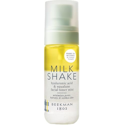 Beekman 1802 Milk Shake Hydrating Face Mist ? Setting Spray & Milky Toner with Hyaluronic Acid & Squalane ? Facial Toner & Face Spray ? Lightweight Hydration, Minimizes Pores, Travel Size