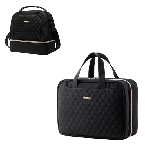 Everfun Hanging Travel Toiletry Bag for Women and 15 Can Insulated Double Deck Lunch Bag for Women Bargain Combination