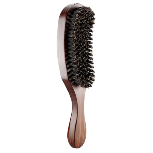 Men Beard Brush with Natural Boar Bristles for Facial Hair Styling and Massage Portable Beard & Mustache Comb with Comfortable Handle 9.25 Inch Grooming Tool for Skin Exfoliation