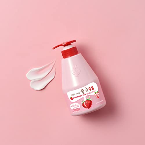 KWAILNARA Strawberry Milk Body Lotion (19.75 Fl Oz) ? Deeply Hydrating & Lightweight Korean Body Lotion | Milk Protein, Royal Jelly, & Strawberry Extract for Smooth Skin | Paraben-Free & Non-Greasy