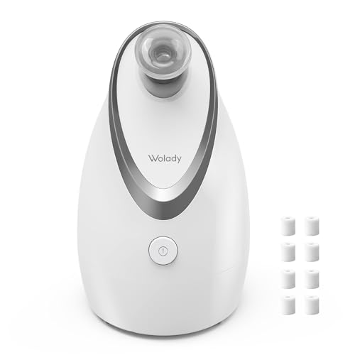 Facial Steamer, Nano-Ionic Face Steamer with Adjustable Nozzle & Aromatherapy Function, Warm Mist Humidifier Home Sauna Spa, Facial Moisturizing Deep Cleaning for Women, Birthday Gifts,White