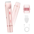 Bikini Trimmer for Women 2 in 1 Dual Head - IPX7 Waterproof Painless Electric Razors for Beauty, Pubic Hair, Face, Legs & Underarms? Portable Cordless Shaver with Fast Charging, Easy Cleaning (Pink)
