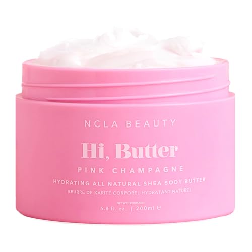 NCLA Beauty Hi Butter All Natural Body Butter - Body Moisturizer with Sunflower Oil and Shea, Cocoa, Mango Extracts - Pink Champagne - 6.8 oz