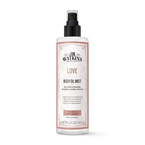 J.R. Watkins Love Body Oil Mist, Hydrates Skin and Boosts Stimulation, Natural Peony & Patchouli, 4.8 oz