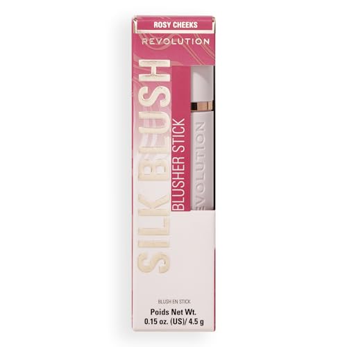 Revolution Beauty London, Skin Silk Marble Blush Stick, Buildable Color for Cheek, Eye, & Lip, Cream-to-Powder Formula, Vegan & Cruelty-Free, Rosy Cheeks, 0.15 oz