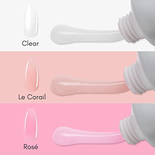 Makartt Poly Nail Gel Kit with UV LED Lamp: Clear Pink Neutral Colors, Multifunctional Builder for Extension strengthener, with Slip Solution, Dual Forms, Base Top Coat, Brush All in One Starter Set