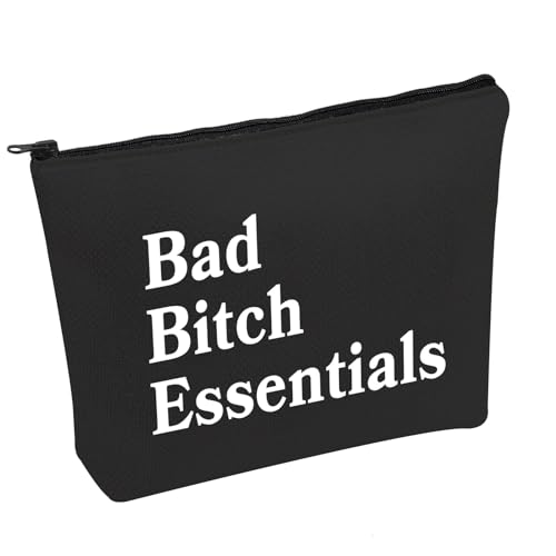 PWHAOO Funny Sarcastic Cosmetic Bag Bad Bi*ch Essentials Cosmetic Bag Boss Lady Gift Best Friend Gift (Bad Bi*ch Essentials B)