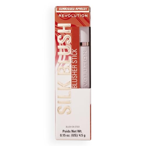 Revolution Beauty London, Skin Silk Marble Blush Stick, Buildable Color for Cheek, Eye, & Lip, Cream-to-Powder Formula, Vegan & Cruelty-Free, Sunkissed Apricot, 0.15 oz