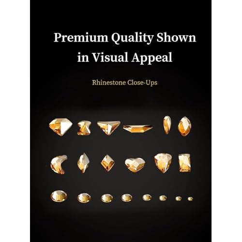 Gold Rhinestones for Nails, 6080Pcs Gold Nail Art Rhinestones Kit, 3D Flatback Crystals Diamonds for Nail Art Design, Mix Sizes Nail Charms and Gems(Tweezers Included)
