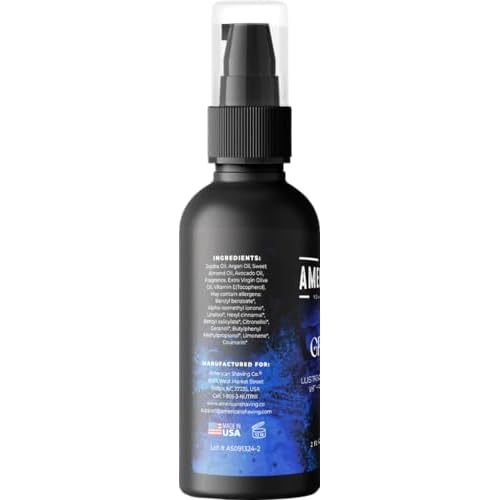 American Shaving Co. Grizz Organic Beard Oil for Men | 100% Pure Argan Oil & Conditioner | Non-Greasy Beard Softener for Thicker, Fuller Growth | Best Premium Grooming Product | USA Made