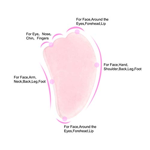 Jovivi Natural Rose Quartz Stone Gua Sha Scraping Massage Tool, Wing-Shape Healing Crystal Guasha Board Facial Massager Traditional Scraper Tool