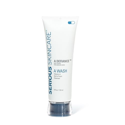 Serious Skincare - Gentle Exfoliating Retinol Facial Cleanser - Skin Hydrating Gel to Foam Vitamin A Wash - Clarify Pores - Removes Makeup, Oil, SPF - Avena Sativa Extract - 12 Oz + 4 Oz
