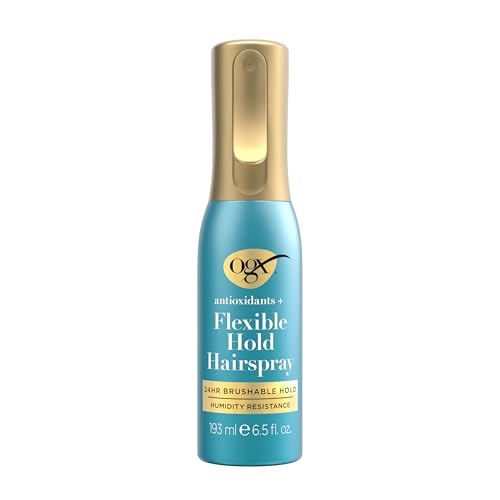 OGX Antioxidants + Flexible Hold Hairspray, Anti Humidity Hairspray for 24 Hour Hold & Protection for Your Style, Hair Spray in a Continuous Mist Spray Bottle, Paraben-Free, 6.5 fl. oz