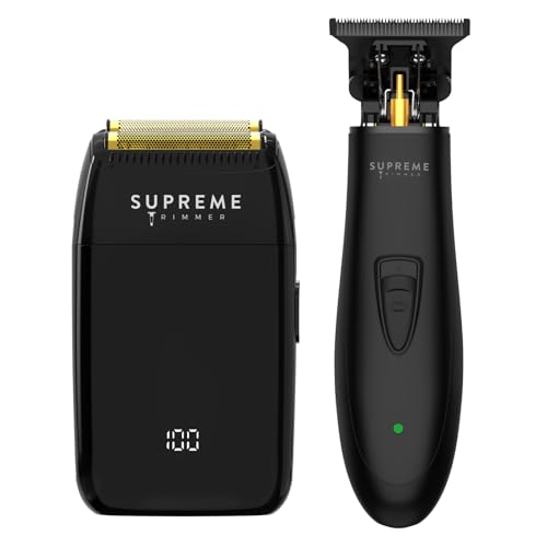 Supreme Trimmer 2-in-1 DLC T-Shaper Beard & Hair Trimmer + Crunch Lite Foil Shaver | Barber-Grade Precision & Travel Kit | Cordless Beard Grooming Set