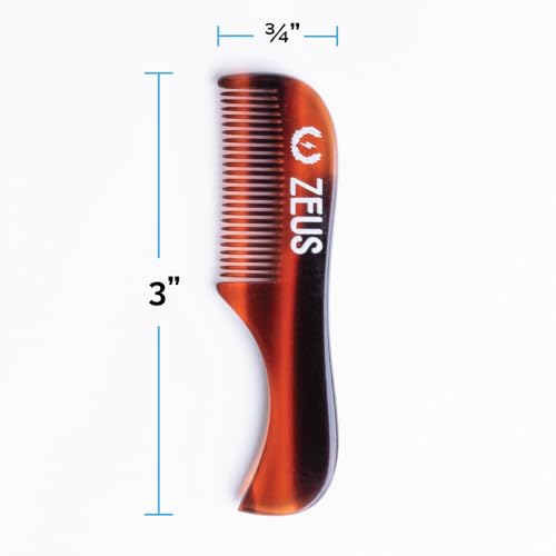 ZEUS Handmade Saw-Cut Mustache Comb for Men, Fine Tooth, Durable, Hand Polished Pocket Beard Comb, Grooming Essential (3 PACK) Traditional