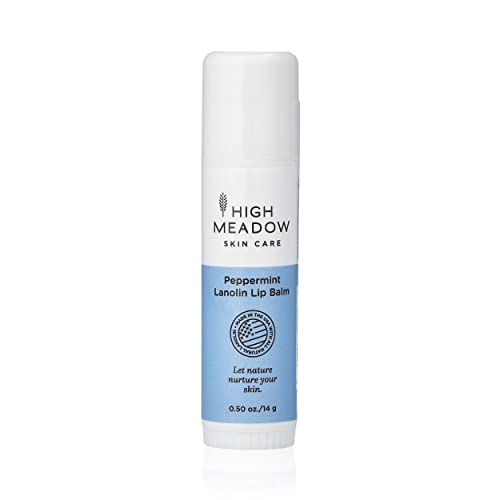 High Meadow Peppermint Lanolin Lip Balm Stick for Dry, Cracked Lips ? Lanolin Balm for Lips with Beeswax & Shea Butter, Long-Lasting Moisture, Travel Size, Unisex