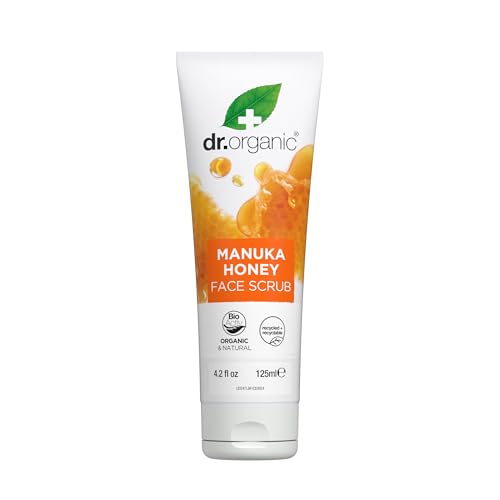 Dr. Organic Manuka Honey Face Scrub | Deep Cleansing and Exfoliating for Dry Skin, Removes Impurities and Excess Oil, Moisturizing, Certified Organic, Paraben & SLS-Free, Natural, 125 mL / 5 fl oz