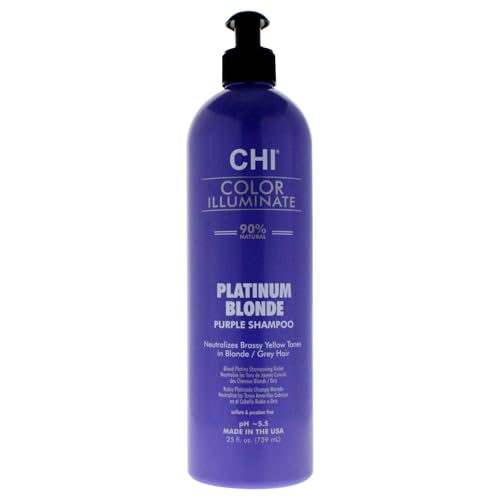 CHI Color Illuminate Shampoo, Provides Balanced Color Replenishment Between Salon Services, Sulfate, Paraben, & Cruelty-Free, Platinum Blonde, 25 Oz