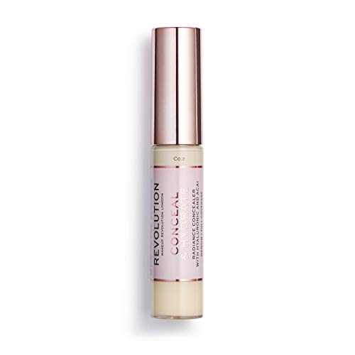 Makeup Revolution Conceal and Hydrate Concealer, Full Coverage & Matte Finish, C0.5 for Fair Skin Tones, Vegan & Cruelty-Free, 0.7 Fl Oz