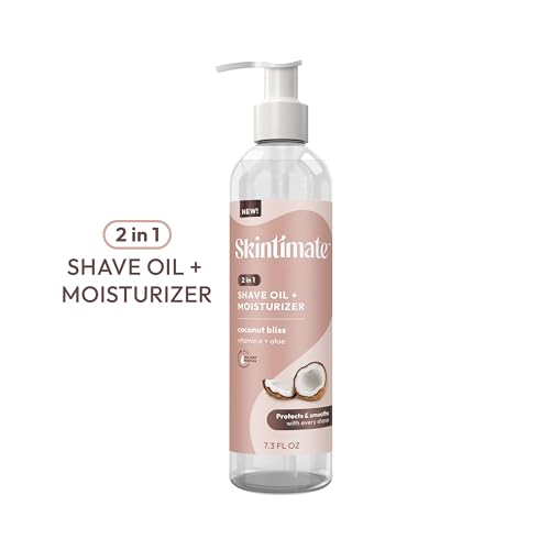 Skintimate 2-in-1 Shave Oil & Moisturizer, Coconut Bliss, 7.3oz | Shaving Oil, After Shave for Women Bikini Area Moisturizer with Vitamin E and Aloe, Shaving Cream Alternative, 7.3 fl oz, (Pack of 2)