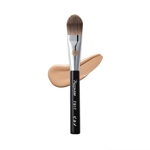 Piccasso FB17 Foundation Brush ? Soft Makeup Brush for Liquid & Cream Foundation, Curved Bristles for Smooth and Flawless Face Makeup, Professional Tool for Base Layering, Korean Beauty Essential
