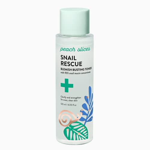 Peach Slices Snail Rescue Bundle | Blemish Busting Toner, Oil-Free Moisturizer & Wash-Off Mask | 95% Snail Mucin Concentrate | All Skin Types