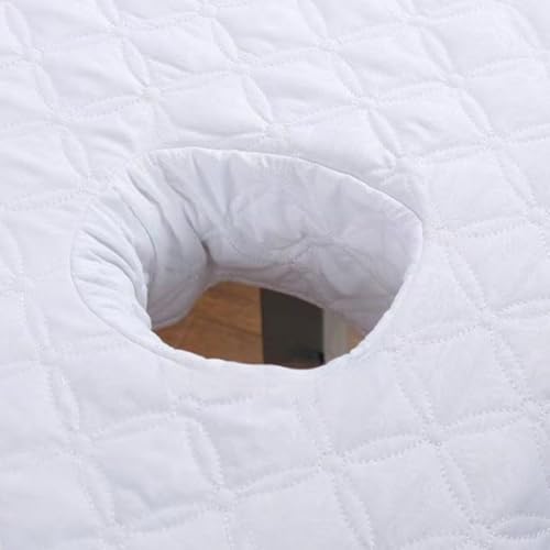 Massage Table Skirt with Hole,Quilted Pattern Massage Table Cover,Thickened Massage Linens, Massage Fitted Sheet, Massage Face Rest Cover with Hole, Sutiable for Beauty 75"x31.5" (White)