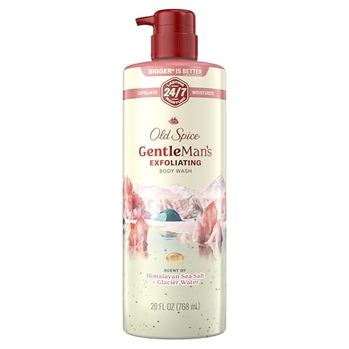 Old Spice GentleMan's Exfoliating & Moisturizing Body Wash for Men, 24/7 Shower Fresh with Long Lasting Scent, Renewing Vitamin B3 Blend, Himalayan Sea Salt + Glacier Water Scent, 26 oz