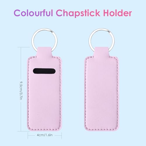 Two-piece Chapstick Holder KeyChain£¬Cute Leather Women and Men Lip Balm Holder Lipstick Key Chain.