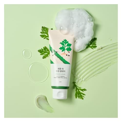ROUND LAB Mugwort Calming Cleanser | Cleanse and calm simultaneously, Formulated with 4-CICA, Soothing, Low pH, Moisturizing, Cream Type Cleanser (5.07 fl.oz)