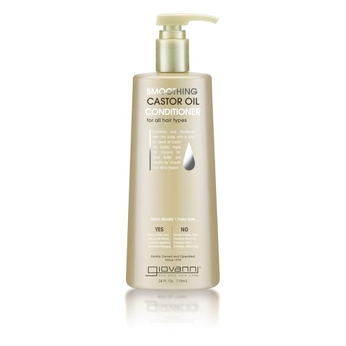 GIOVANNI Smoothing Castor Oil Conditioner - All Hair Types, Moisturize Hair & Scalp, Hydrate & Tame Frizz, Jojoba, Argan Oil, Coconut Oil, Shea Butter, Keratin - 24 oz