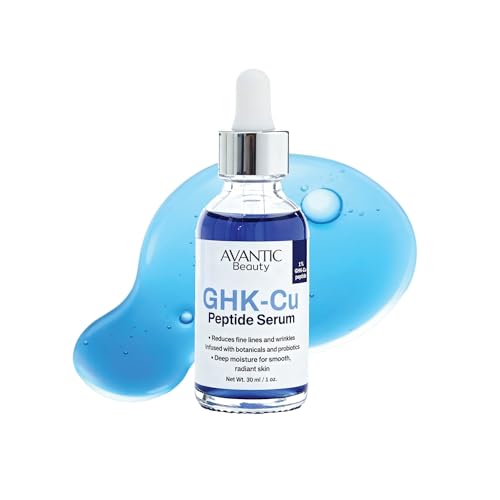 Avantic Beauty GHK-Cu Peptide Serum for Anti-Aging, Collagen Boosting & Firming, Natural Hydration, Reduces Fine Lines & Wrinkles