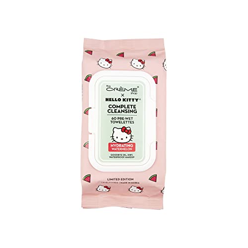 The Cr?me Shop Hello Kitty Complete Cleansing Wipes, Hydrating Watermelon Facial Cleanser Wipes, Korean Face Wipes