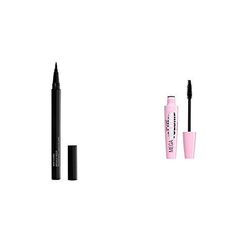 Wet n Wild Mega Last Breakup-Proof Liquid Eyeliner, Black Mega Volume Mascara, Very Black, 0.21 Ounce