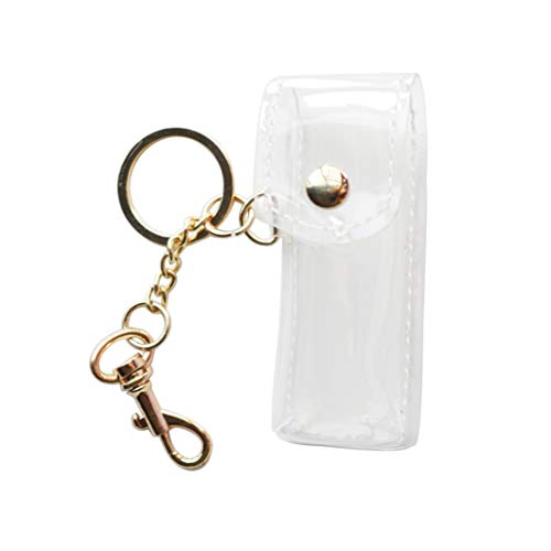 Chapstick Keychain Holder, Clear Fashion Lipstick Case Holder Lip Balm Holder with Key Chain, Portable, Gift for Women Girls(1 pack)