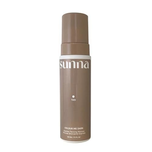 Dark Express Self Tanning Mousse by SunnaTan - Self Tanner Mousse with Natural Ingredients - Lightweight Formula - Vegan & Paraben Free - Made in Canada (210ml)