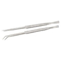 2 Piece 12" Extra Long Tweezer Set | Stainless Steel Construction | Includes 1 Straight And 1 Angled Narrow Tip | Versatile Applications From Jewelry Making, Metalworking, Soldering, DIY Projects