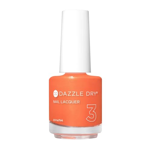 Dazzle Dry Nail Lacquer (Step 3) - Poppy Poison - A bright orange with gold shimmer. Full coverage shimmer. (0.5 fl oz)
