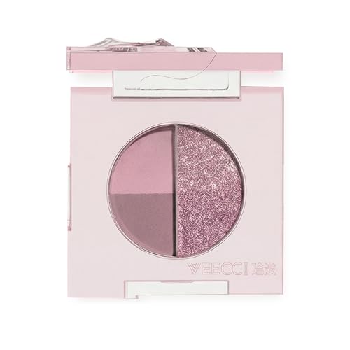 Mini Eyeshadow Palette, Matte & Shimmer Quad for Women, Travel-Friendly, Cream Stick, Smokey Nude, Glitter, Primer Powder Set (Sweet Taro)