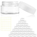 Acrux7 60 Pack 1oz Plastic Jars Round Clear Cosmetic Container Jars with White Lids, Refillable Empty Plastic Slime Jars for Lotion, Cream, Ointments, Makeup, Eye Shadow, Samples