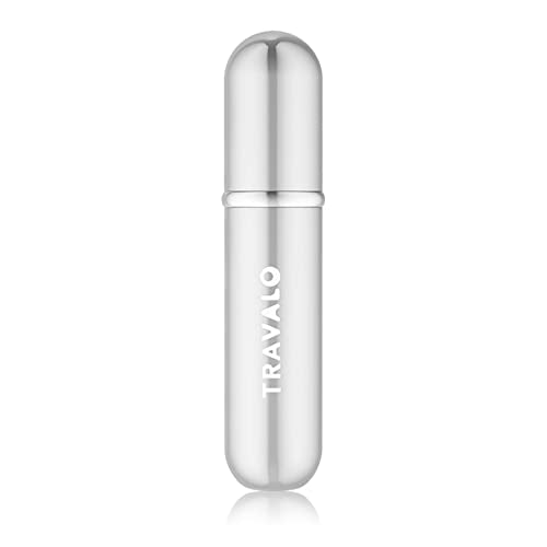 Travalo Classic HD Perfume Atomizer - Leak-Proof and TSA Approved for Air Travel - Reusable, Airtight, Easy-Fill Mini Pump Sprayer - Lightweight, Elegant Design w/Volume Window - Silver 0.17oz