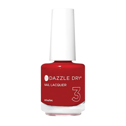 Dazzle Dry Nail Lacquer (Step 3) - Lit - A semi-sheer bright red with blue undertones. Semi-sheer cream. (0.5 fl oz)