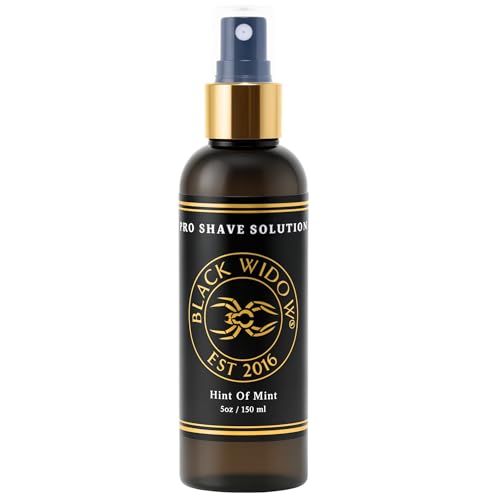 Black Widow Pro Shave Solution ? No-Mess Shave Spray Lotion with Hint of Mint, Hydrating Slick Shaving Lotion for Men & Women, Reduces Razor Burn & Skin Irritation for Smooth, Comfortable Shaves