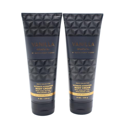 Bath & Body Works VANILLA NOIR Men's Collection Ultimate Hydration Body Cream Gift Set with a Red Bow for Holidays - Pack of 2
