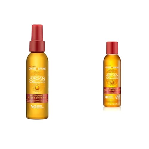 Creme of Nature Argan Oil Anti Humidity Gloss & Shine Mist With Heat Protection, Smooth & Shine Hair Polisher With Anti Frizz Control, 4 Fl Oz Each
