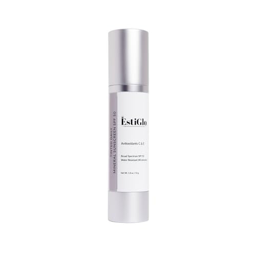 EstiGlo-Tinted Daily Mineral Sunscreen SPF50 with Antioixidants C&E | Tinted | Satin Finish | High Sun Defense | UVA and UVB protection | Titanium Dioxide and Zinc Oxide | Blue Light Protection