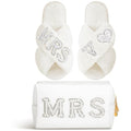 Xtinmee Personalized Initial Wedding Bride Slippers MRS Pearl Letter Makeup Bag Bridal Shower Gifts for Wedding Day (V)